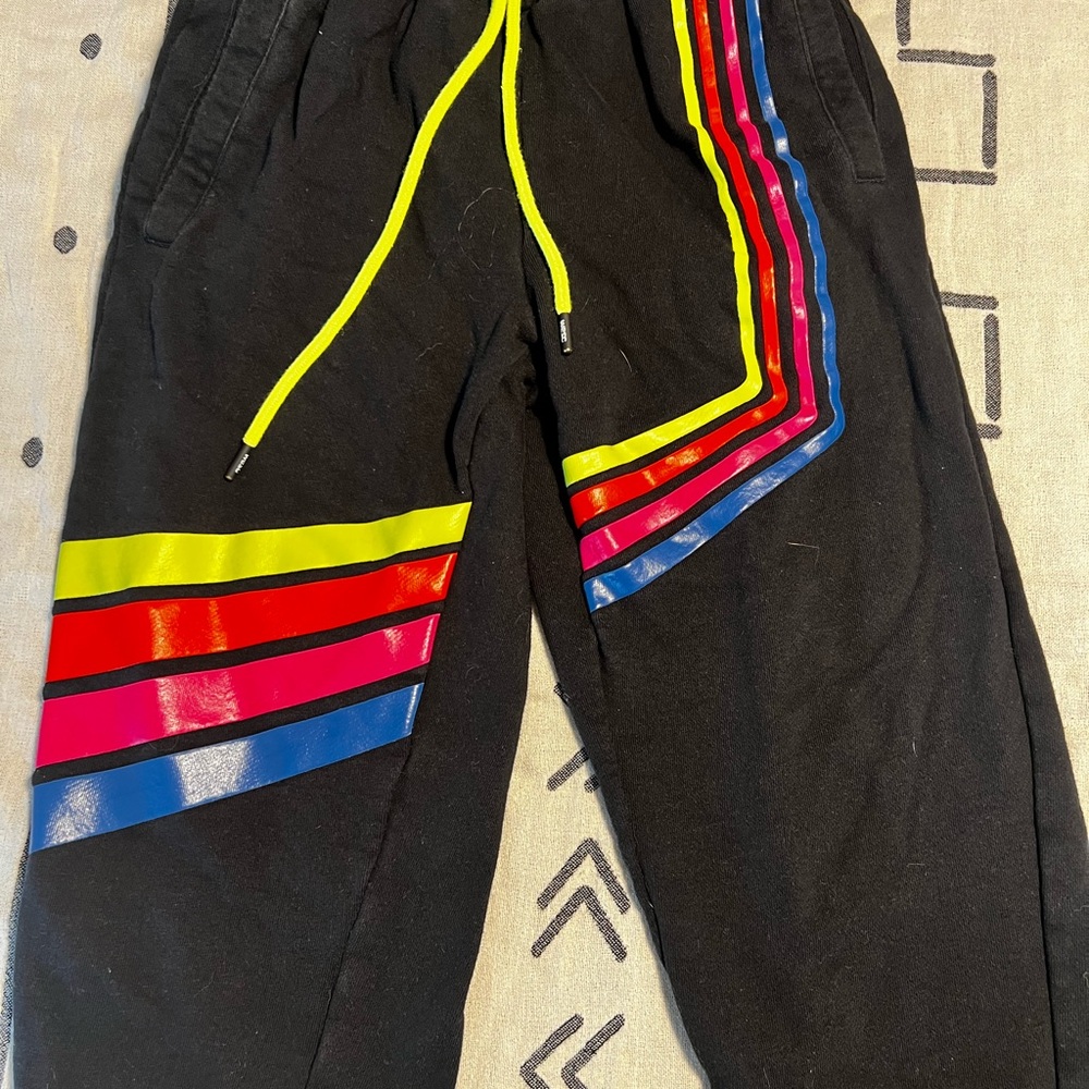 Wesc Black Joggers with Neon Stripes
